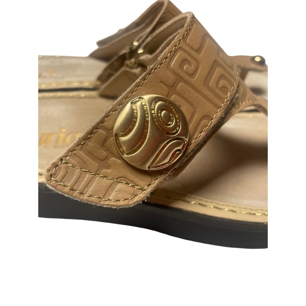 Alegria Carina Tan Leather Wedge Thong Sandals Women's - Picture 3 of 13